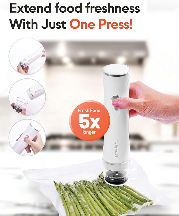 Reusable Vacuum Sealer Bags for Food, XXL 20 Pack (30 x 49 cm / 11.8 x 19.3 in) – BPA‐Free Leak‐Proof Zip Bags with Air Valve, Freezer & Sous Vide Safe, Works with Handheld Sealers
