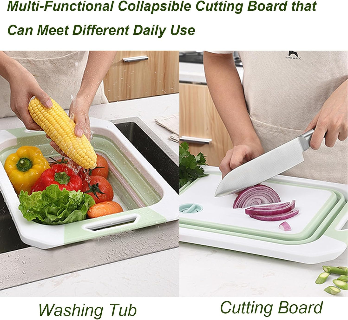 Camping Collapsible Cutting Board Dish Basin BBQ Prep Tub Camp Sink Dish Washing Station Multifunctional Storage Basket(Pink white)