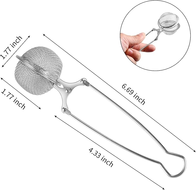 Snap Ball Tea Strainer, Exptolii 3 Pack Stainless Steel Tea Infuser Filter with Handle for Loose Leaf Tea, Spices, Seasonings
