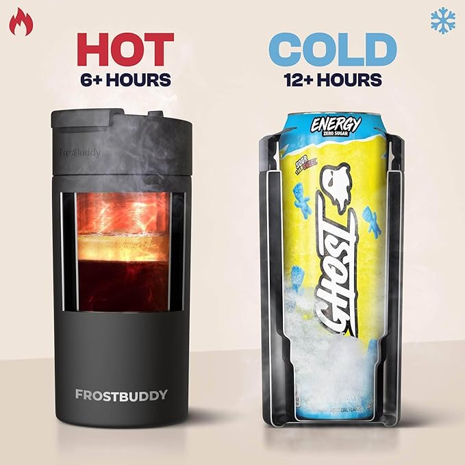 Frost Buddy Universal Can Cooler - Fits all - Stainless Steel Can Cooler for 12 oz & 16 oz Regular or Slim Cans & Bottles - Stainless Steel (Gumdrop)