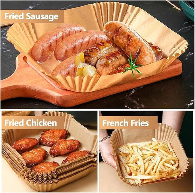 Large Air Fryer Disposable Paper Liners Nonstick 23cm Oven Airfryer Parchment Baking Paper ，Compatible For Ninja，Compatible For COSORI ，Grill Cooking Basket(23cm round,100 Pcs)