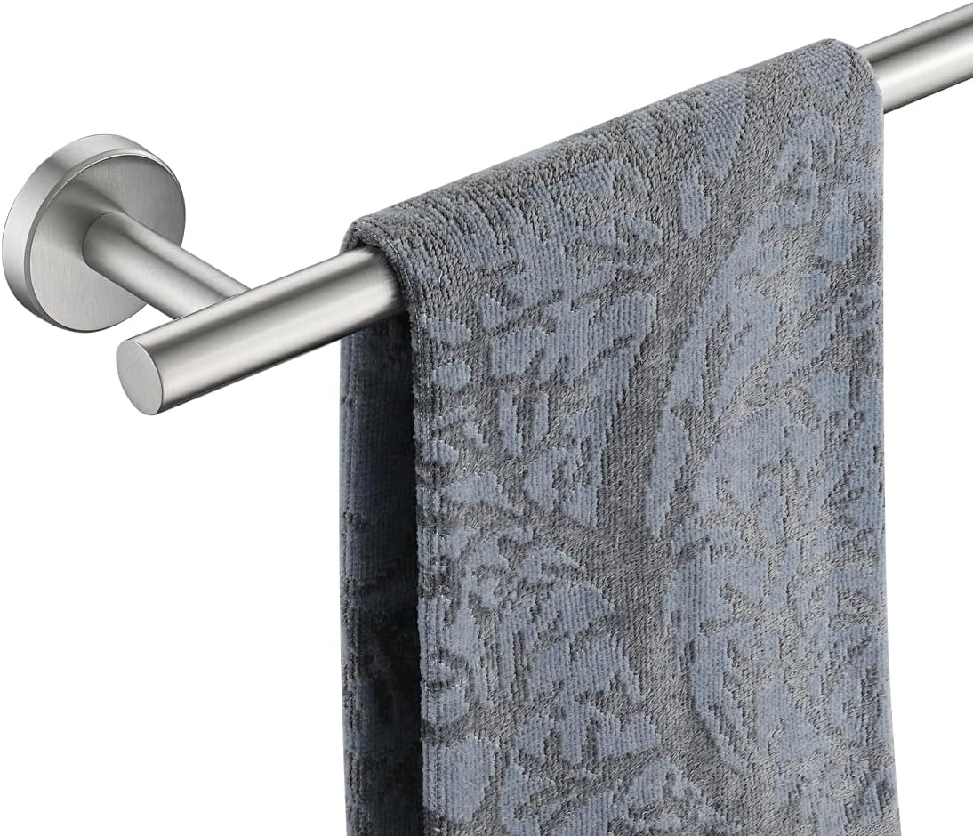 JQK Towel Bar Brushed Steel, 19 Inch 304 Stainless Steel Thicken 0.8mm Towel Rack Bathroom, Towel Holder Wall Mount, Useable Length 16 Inch TB110L16-BN