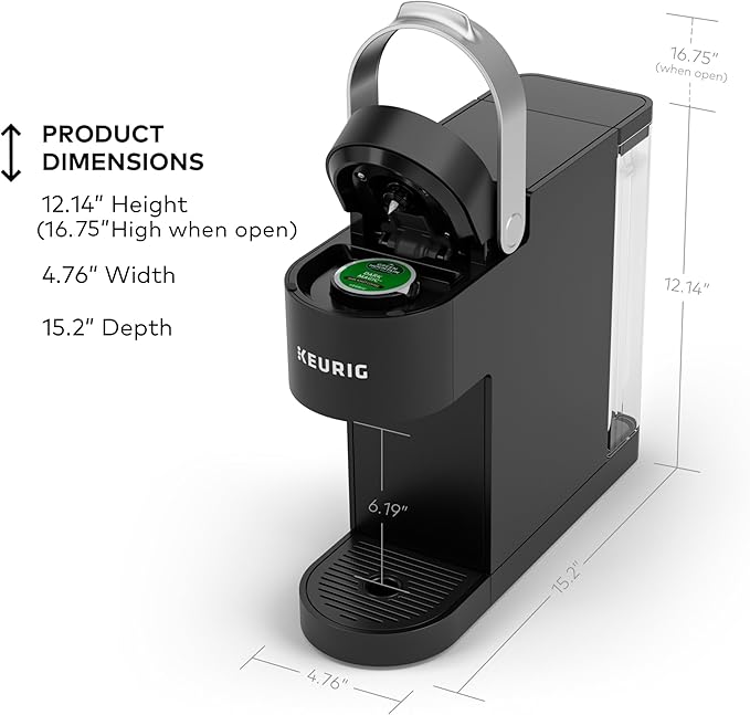 Keurig K-Slim Single Serve K-Cup Pod Coffee Maker, Multistream Technology, 3 Brew Sizes, Slim and Sleek Design, 46oz Removable Reservoir, Black