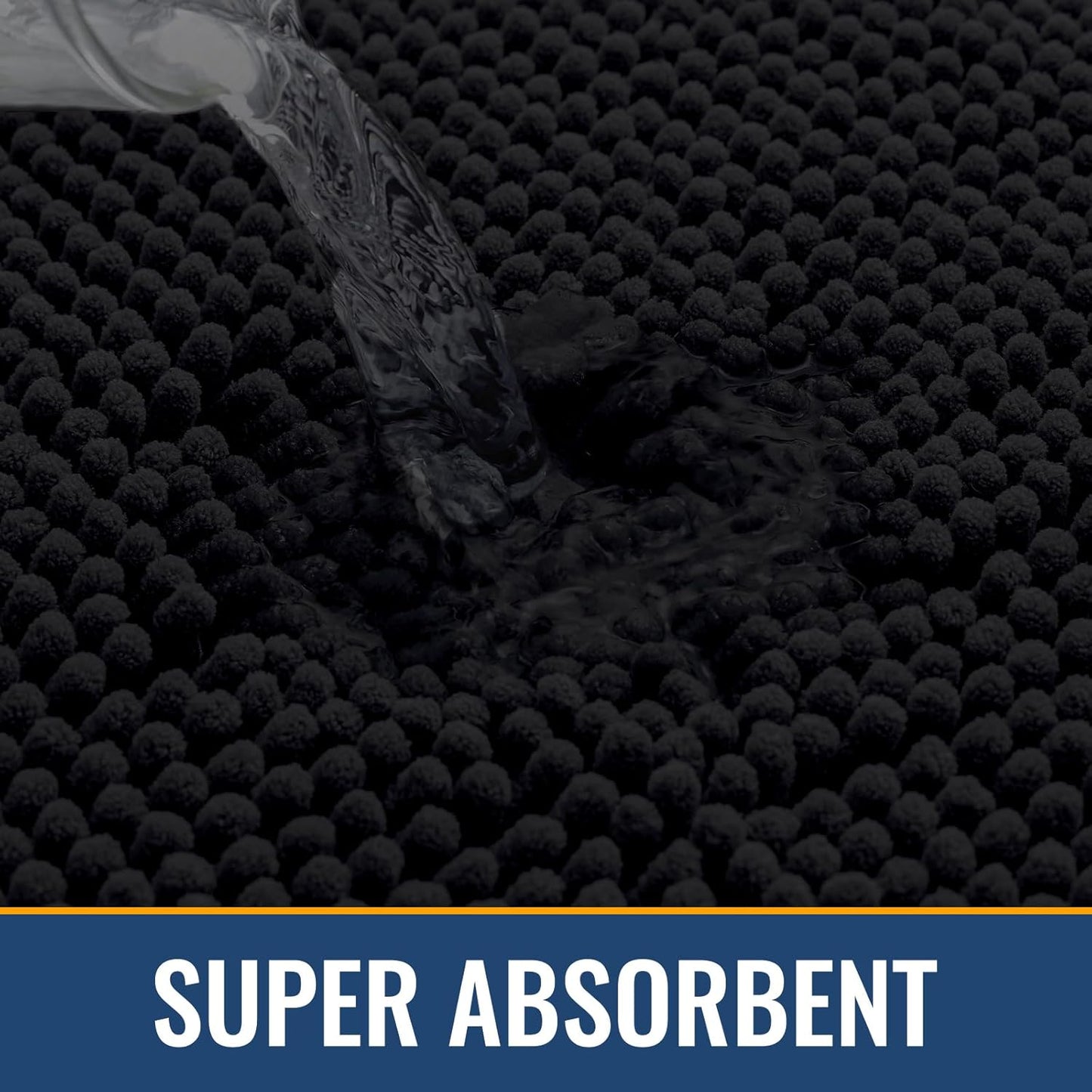 Arotive Bathroom Rugs 70x24, Extra Soft Absorbent Shaggy Chenille Bath Rugs, Machine Washable Rubber Backing Non-Slip Bath Mats for Bathroom Floor Tub and Shower, Home Decor Accessories, Black