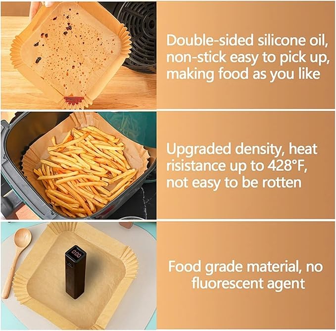 Large Air Fryer Disposable Paper Liners Nonstick 23cm Oven Airfryer Parchment Baking Paper ，Compatible For Ninja，Compatible For COSORI ，Grill Cooking Basket(23cm round,250 Pcs)