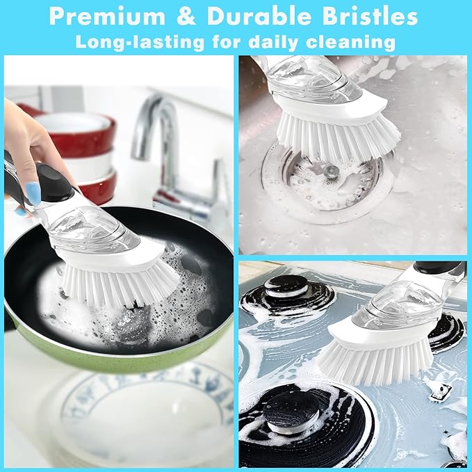 Dish Brush Refill, 8 Pack Soap Dispensing Dish Brush Refills, Dish Brush Replacement Head, Brush Dispenser Refill Fits Soap Dispensing Handle