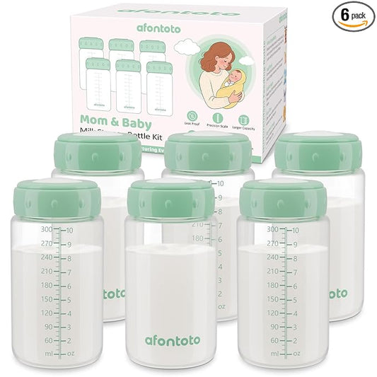 6PCS Breastmilk Storage Bottle, BPA Free Wide-Neck Spectra Bottles for Pumping, Storage Collection Baby Bottles for Fridge & Momcozy Breast Milk Cooler, Breastfeeding Bottle, 10 oz