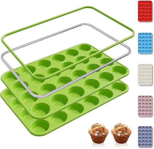 2 Pack 24 Cups Silicone Mini Muffin Pan with Metal Reinforced Frame Silicone Molds Parents Stepdad Pawpaw Who Want Nothing Everything Future Groom Bride Law Christmas Xmas Happy Birthday Gifts Ideal