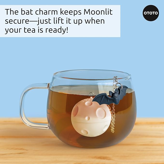 Cute Tea Strainers - Loose Leaf Tea Steeper, Tea Infuser for Loose Leaf Tea, Tea Diffusers, Tea Accessories, Mushroom Gifts, Cute Kitchen Accessories, White Elephant Gifts, (Moonlit, Spooky, Gothic)