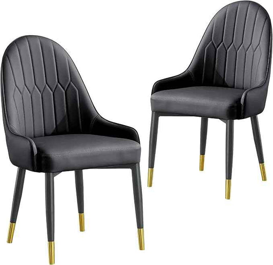AF ARTISAN FURNITURE Grey Dining Chairs Set of 2 with High Backs Mid Century Modern Kitchen Dining Room Chairs PU Faux Leather Upholstered Large Padded Accent Chair with Legs