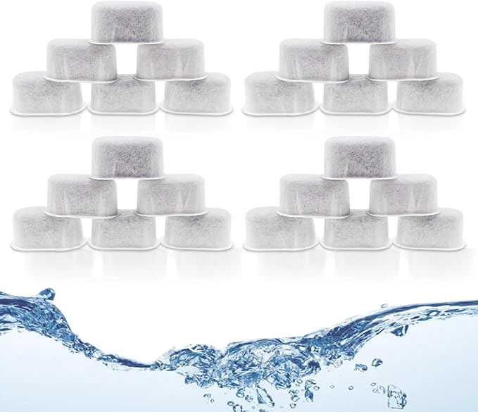 24 Pack Replacement Activated Charcoal Water Filter Cartridges for Beautiful 14-cup Programmable Drip Coffee Maker, Premium Water Filtration Pods Compatible with Drew Barrymore coffee makers
