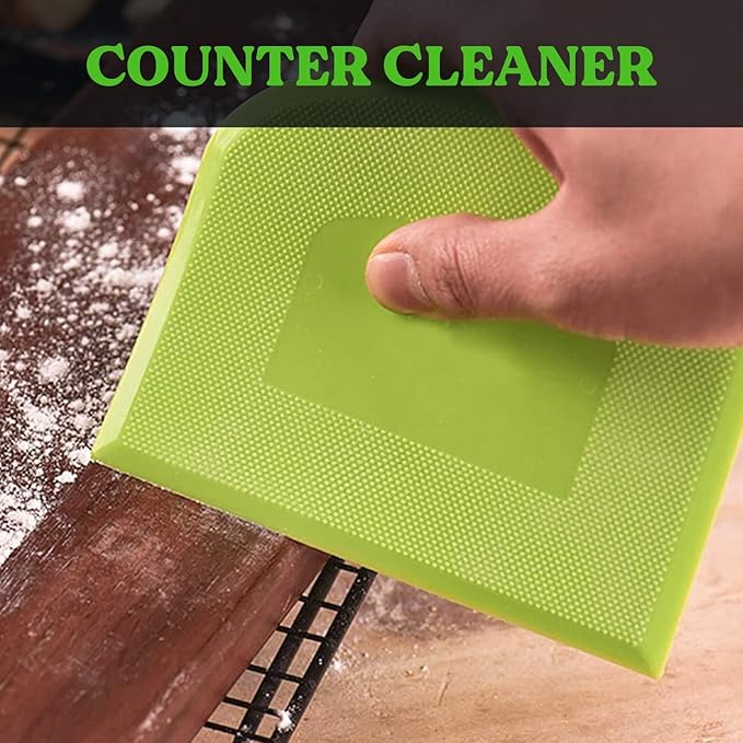 SURDOCA Dough Scraper Bench Scraper - 3P 10.6x6.7" Plastic Flexible Bowl Scraper, Sharp Edge & Angles Cake Scraper. Non-Slip Bakeware Decorating Tools Sculpting & Modeling Tools - Yellow+White+Blue