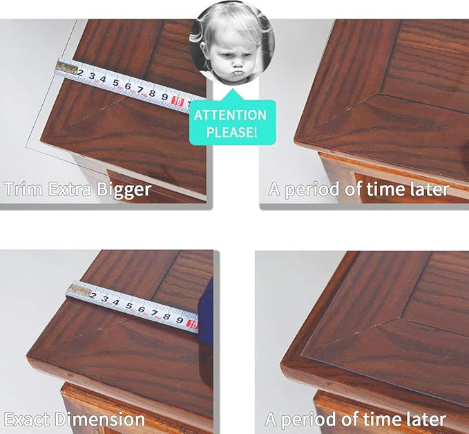 NECAUX Custom 16 x 24 Inch Clear Desk Cover Protector, 1.5mm Thick Plastic Table Pad Desk Mat Desk Protector for Office Computer Writing Desk, Side Table, End Table, Night Stand, Dresser