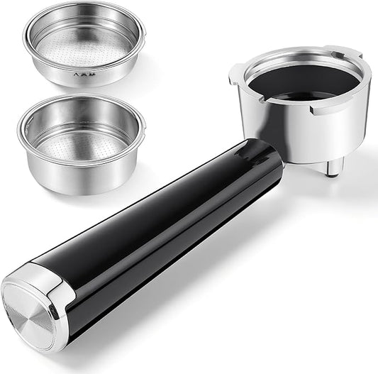 51mm Portafilter Set for CASABREWS CM5418, 5418 PRO, 3700 Essential/3700Pro and Gevi Espresso Machines, 3 Ears Portafilter with 2 Stainless Steel Filter Baskets (1-Cup Filter and 2-Cups Filter)