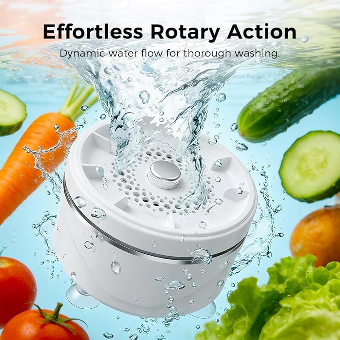 Fruit and Vegetable Washing Machine, 2026 Upgraded Produce Washing Device with Titanium Plate, Waterproof Food Cleaner, Rechargeable for Kitchen and Outdoor Use (2)