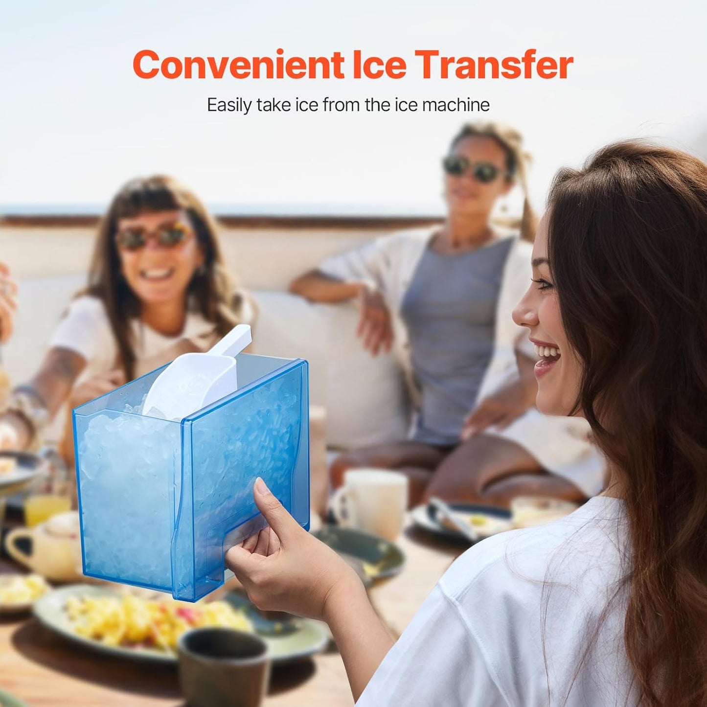VEVOR Nugget Ice Maker, 33lbs/24H Pebble Ice Maker with Self Cleaning, Chewable Ice Maker with Ice Scoop & Drip Tray, Stainless Steel Ice Machine with Convenient Ice Transfer for Home Kitchen Office