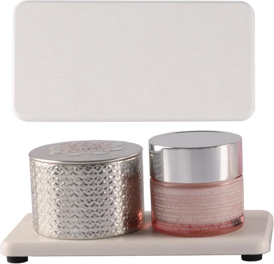 2 Pcs Water Absorbing Stone Trays, Kitchen/Bathroom Sink Soap Dish, Diatomite Tray Used for Hand Soap & Cosmetic Bottles in The Modern Home, 3.15" W x 6.3" L, White