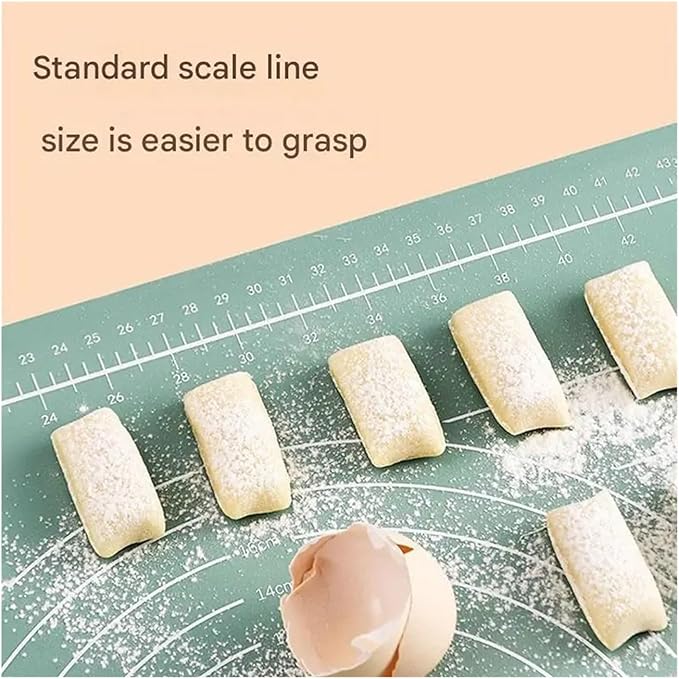 Silicone Measuring Kneading Pad Set Household Rolling Pin Dough Large Thick Non-slip Non-stick Bottom Baking Tool(Kneading pad blue)