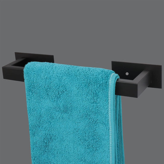 Bathroom Towel Bar Self Adhesive, No Drilling Towel Rack Easy to Install,Hand Towel Holder Made of Premium Stainless Steel Sticky on Hand Towel Hanger for Kitchen, Toilet(12IN, Black)