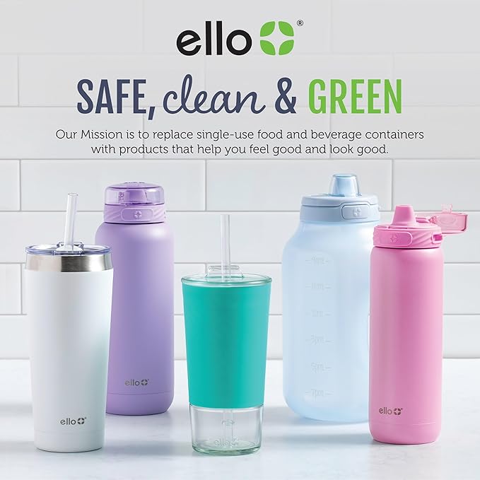 Ello Pop & Fill 40oz Stainless Steel Water Bottle with Quick Fill Technology, Double Walled and Vacuum Insulated Metal, Leak Proof Locking Lid, Sip and Chug, Reusable, BPA Free, Sunset Meadow