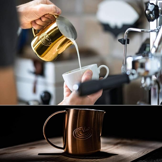 Barista Swag Curved Body Coffee Milk Frothing Cup for Espresso Machines Latte Art 500ml Steaming Pitchers (Mirror Multicolor)