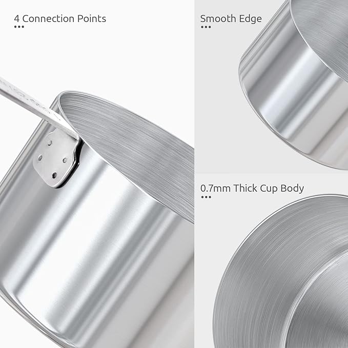 U-Taste Measuring Cups Spoons Set: 18/8 Stainless Steel 12 Pieces Stacking Kitchen Baking Cooking Food Measure Scoop Set, 7 Cups & 5 Spoons with Strengthened Weld Joints (Color, Upgraded Version)