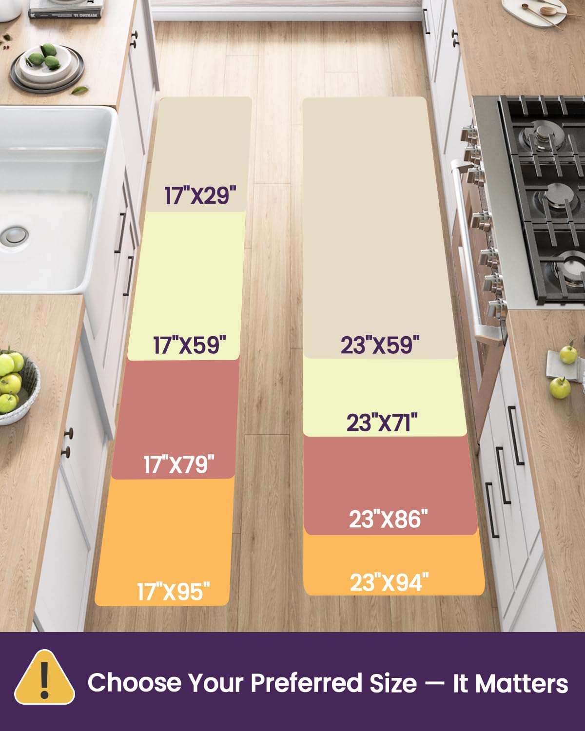 DEXI Kitchen Floor Mats Cushioned Anti Fatigue,17x79,Long Standing Runner Rug Waterproof, Comfort Memory Foam Padded for Front Sink Laundry, Grey