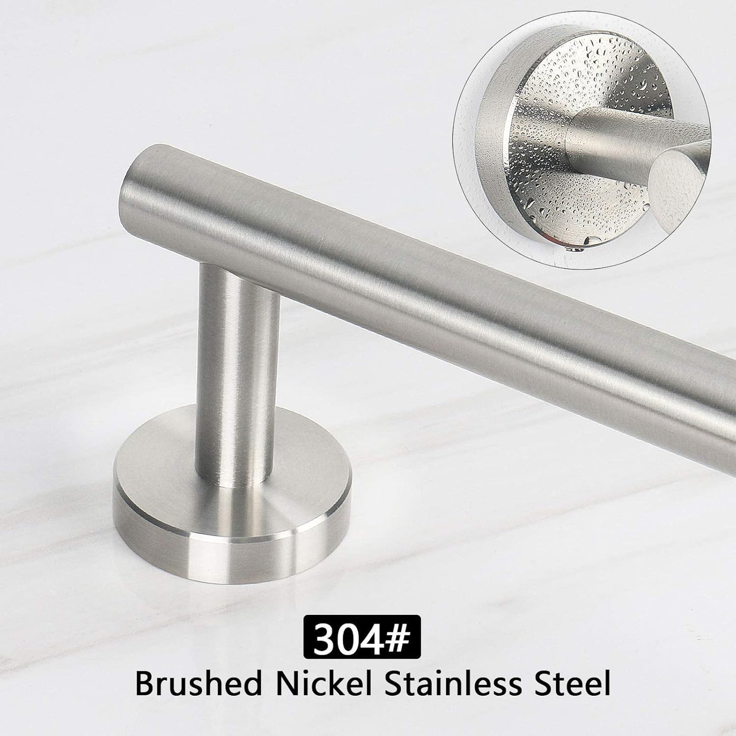 NearMoon Bath Towel Bar, Bath Accessories Thicken Stainless Steel Shower Towel Rack for Bathroom, Towel Holder Wall Mounted (2 Pack, Brushed Nickel, 24 Inch)