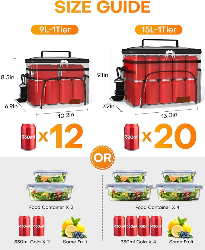 HOTOR Insulated Lunch Box for Men & Women - Leak-Proof Cooler Lunch Bag with 4 Pockets, Adjustable Strap, Ideal for Work, Picnic, Travel - Large, Light Pink, 13.0"×7.9"×9.1"