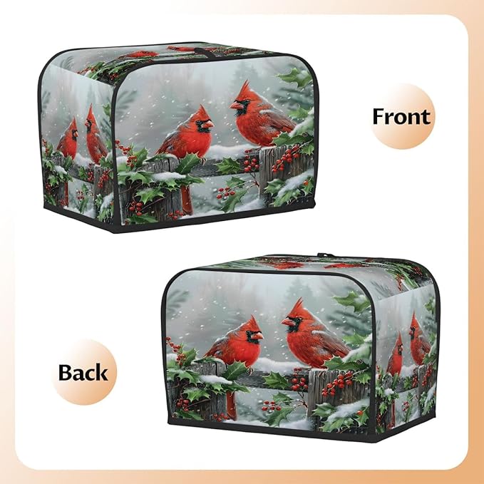 Winter Tree Cardinal Toaster Cover 2 Slice Dust and Fingerprint Protection Toaster Bread Maker Covers Washable Kitchen Small Appliance Covers for Kitchen Accessories Decor Bakeware Women Gift