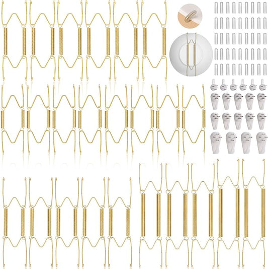 24 pcs Plate Hangers for The Wall, 4/6/8/10/12 Inch Invisible Decorative Wall Plate Hangers, Stainless Steel Plates Walls Hanger for Display Various Sizes with Hooks for Decorative