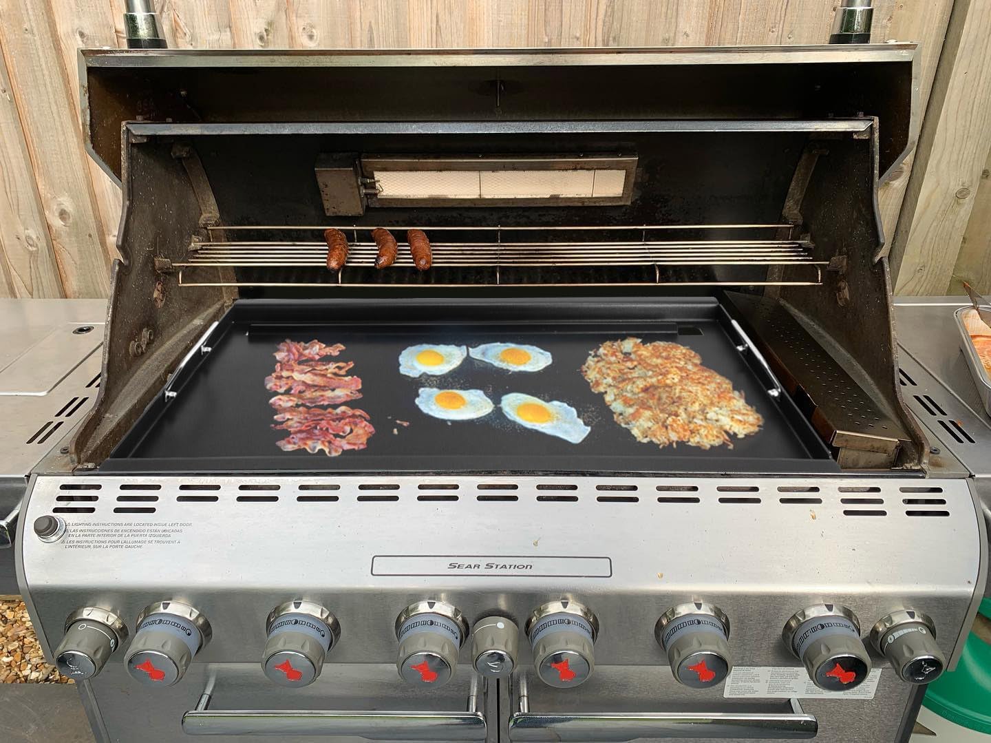 Full Size Griddle for Weber Summit 600 Series, Flat Top Griddle for Summit E/S 640/650/660/670 Gas Grills with a Smoker Box, Replacement Parts for Weber 67552