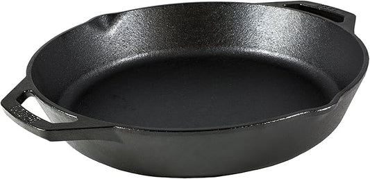 Lodge Seasoned Cast Iron Dual Handle Pan - Cast Iron Frying Pan - Even Heat Distribution - Oven & Stovetop Safe - PFAS-Free, Non-Toxic Cookware - 12 Inch