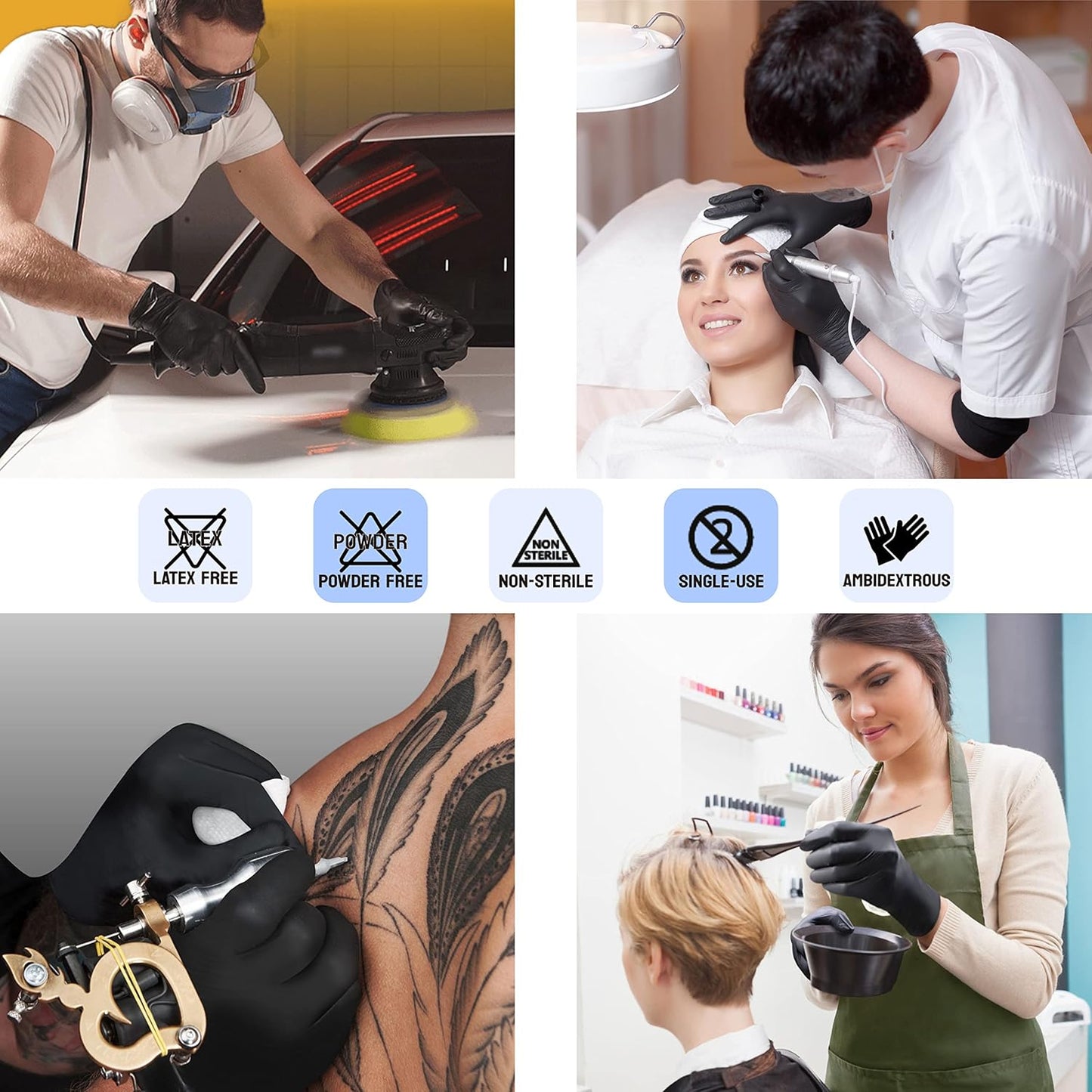 Safe Health HD Industrial Nitrile Black Disposable Gloves, Heavy Duty, 5 Mil, Case of 1000, Large, Latex Free, Powder Free, Oil Grease Resistant, Automotive, Mechanic, Maintenance