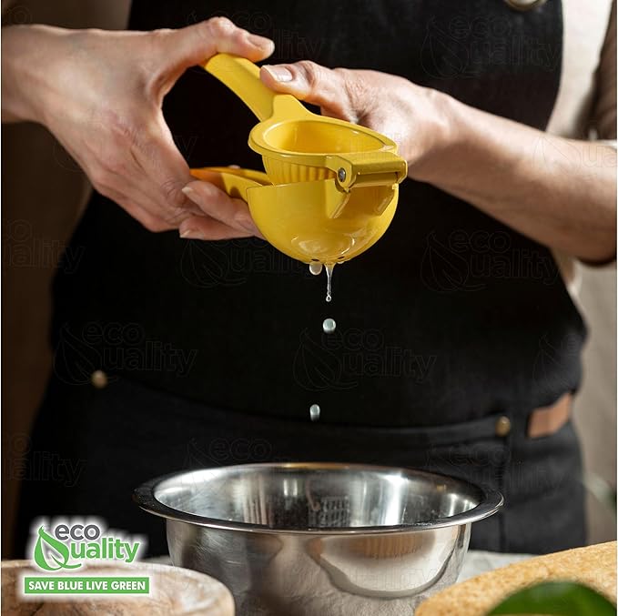 EcoQuality Heavy Duty Handheld Yellow Citrus Juice Squeezer Premium Lemon, Lime & Orange Press for Maximum Extraction Easy to Use, Durable and Rust Resistant Metal Manual Juicer (2)