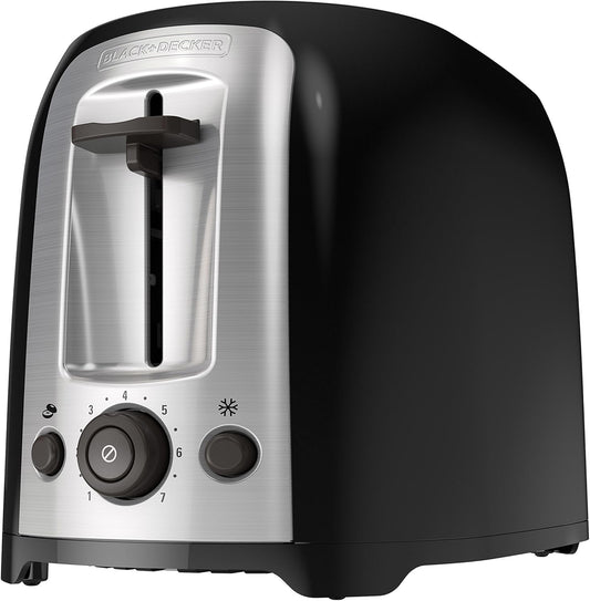 BLACK+DECKER 2-Slice Toaster, TR1278BD, Extra Wide Slots, 7 Shade Settings, 850 Watts, Frozen and Bagel Buttons