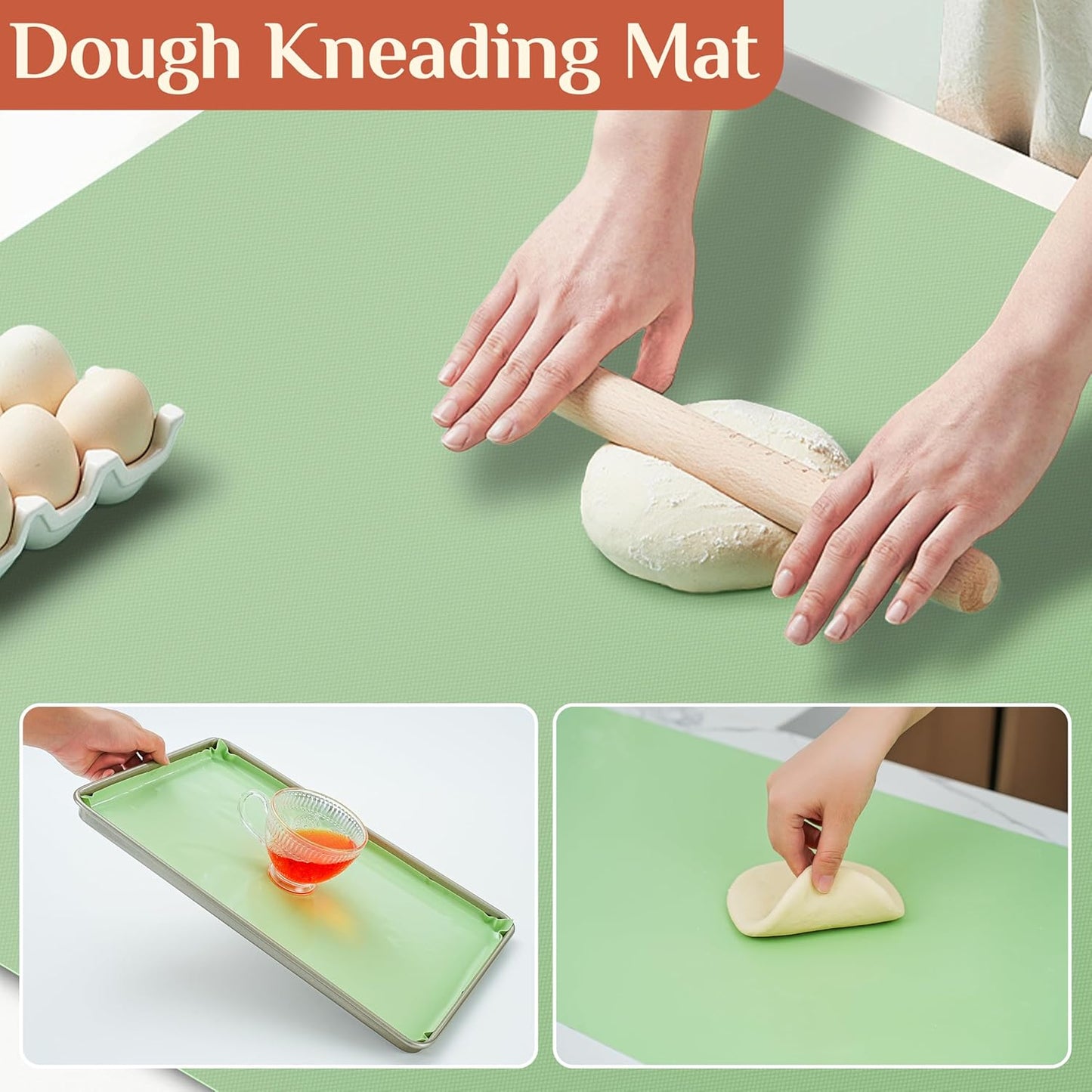 Silicone Baking Mat, 20 IN x 6 FT Free Cutting Baking Sheet,Non-Stick Reusable Dough & Pastry Mat,Non-Slip Silicone Mat Roll for Air Fryer Liner,Freeze Dryer,Oven Baking Pan,Kitchen Counter