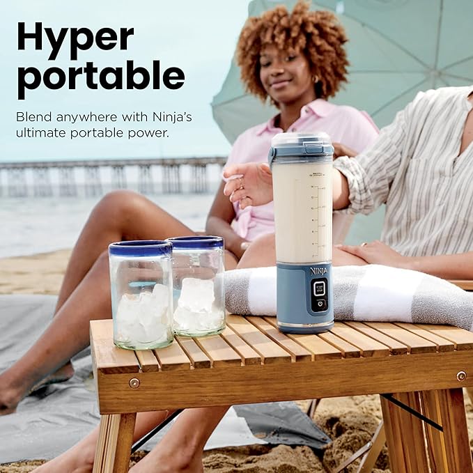 Ninja BC151NV Blast Portable Blender, Cordless, 18oz. Vessel, Personal Blender-for Shakes & Smoothies, BPA Free, Leakproof-Lid & Sip Spout, USB-C Rechargeable, Dishwasher Safe Parts, Denim Blue