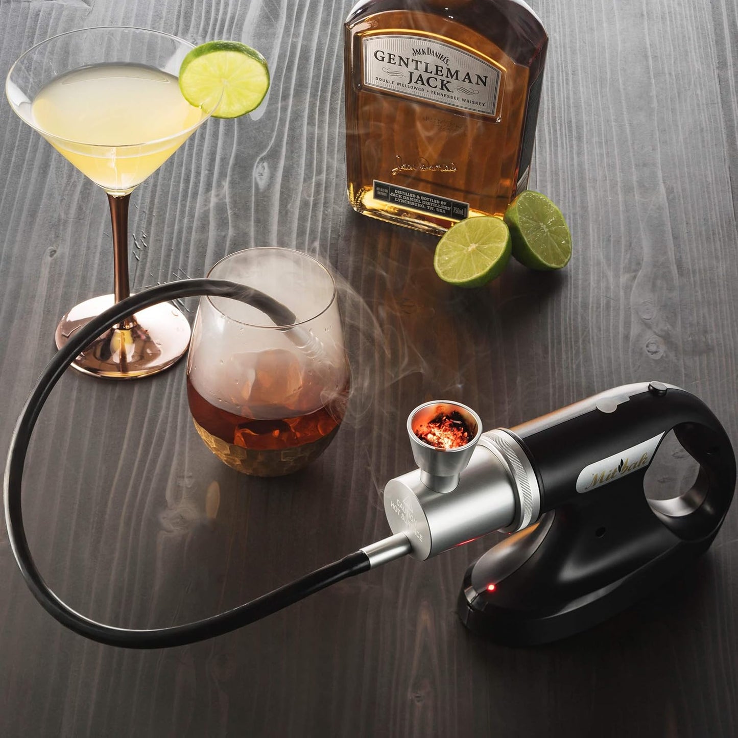 Mitbak Cocktail Smoker Kit With Dome Lid, Woodchips, and Portable Smoking Gun - Indoor-Outdoor Smoke Infuser for Whiskey and Bourbon - Excellent Gift for Men