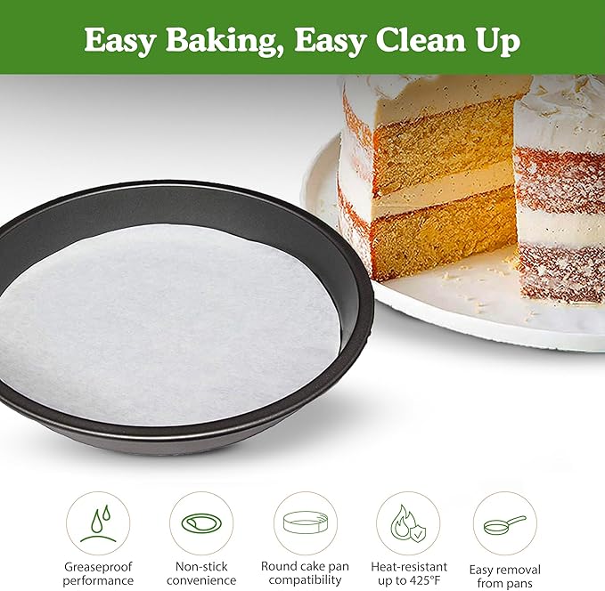 Regency Wraps Parchment Paper Circles For Round Cake Pans, Greaseproof Liners for Non-Stick Baking, 12" (Pack of 100), White