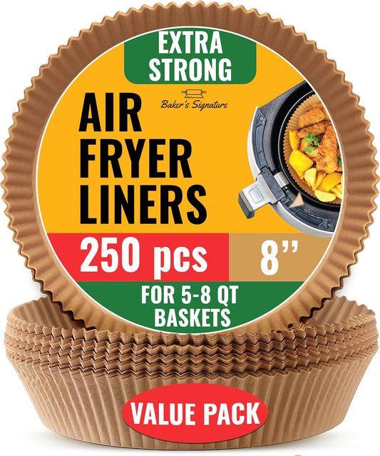 250 pcs Air Fryer Liners for Ninja, Round Disposable Airfryer Paper Liners – Non-Stick and Oil Proof for Easy Cleanup, Great for Oven, Pans & Baking – 8 Inch for 5-8 qt Basket