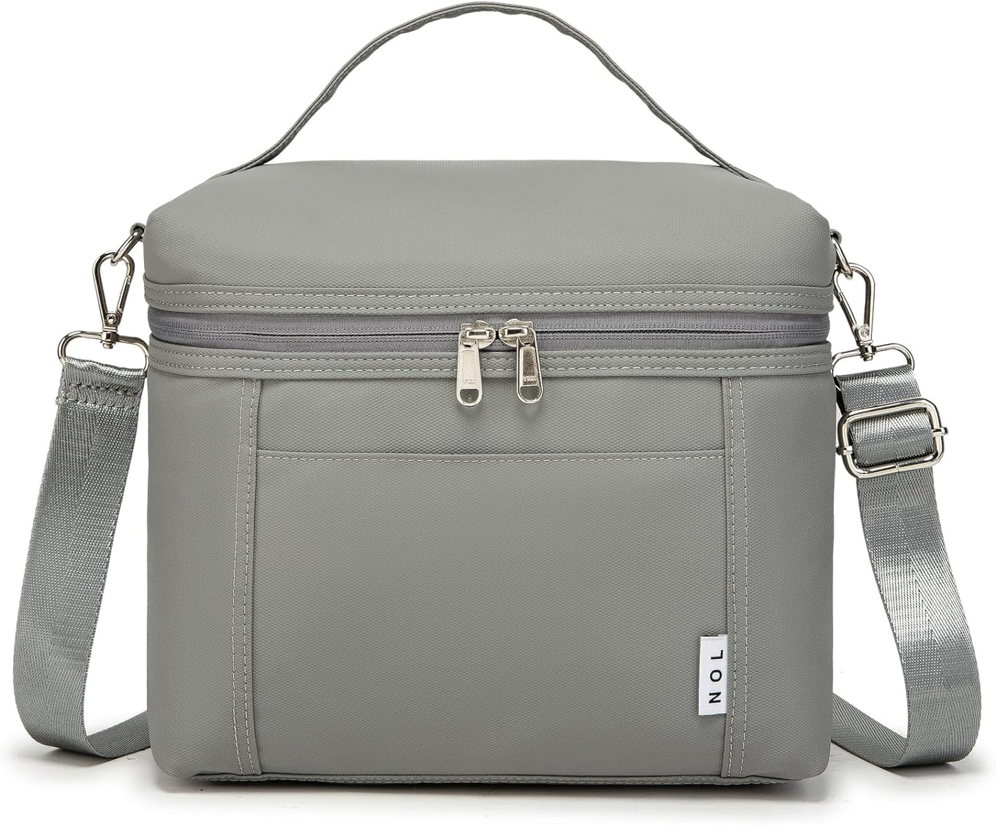NOL Natural Organic Lifestyle Insulated Lunch Bags for Women Cooler Bag Lightweight Nylon Waterproof Lunch Box For Work (Cool gray, Medium(normal))