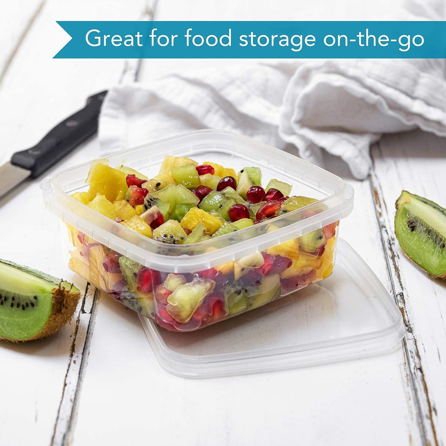 NYHI 8 oz 20 Pack Square Clear Deli Containers with Lids Disposable BPA Free Square Plastic Food Storage Containers with Lids Airtight for Meal Prep Take Out Kitchen