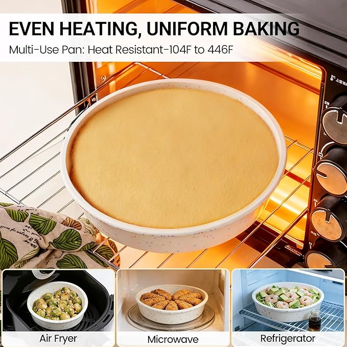 SJ 10 Inch Silicone Round Cake Pan with Metal Reinforced Frame 1Pack, Nonstick Silicone Cake Mold for Baking Suitable for Making Layers, Cheese & Chocolate Cakes