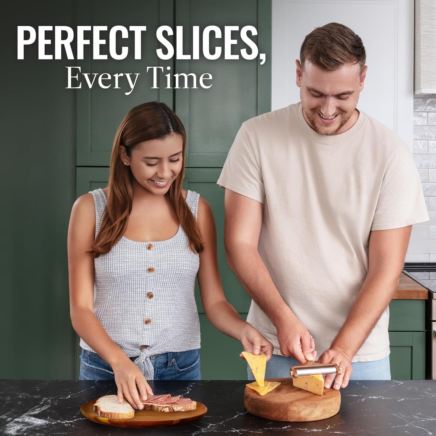 Zulay Adjustable Cheese Slicer - Wire Slicer For Mozzarella, Cheddar, Gouda - Heavy Duty With 2 Extra Wires (Copper)