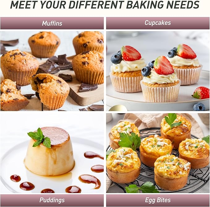 Socisen 2 Pack 12 Cups Muffin Pan with Metal Reinforced Frame Regular Size Silicone Molds Cupcake Cake Baking Pans Cookie Baking Chocoflan Cupcake Mold Silicone Egg Bite Molds Baking Items Stuff