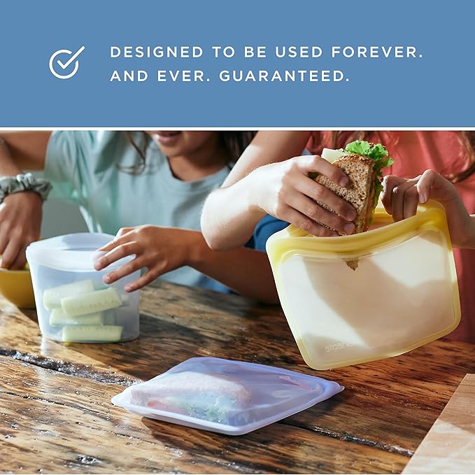 Stasher Silicone Reusable Storage Go Bag with Carabiner Clip, Bag for Travel, Microwave, Dishwasher, Oven, Safe, Sous Vide, Eco Friendly, Outdoor Snack Storage Pouch, 18 oz, Clear | Leakfree Travel Bag