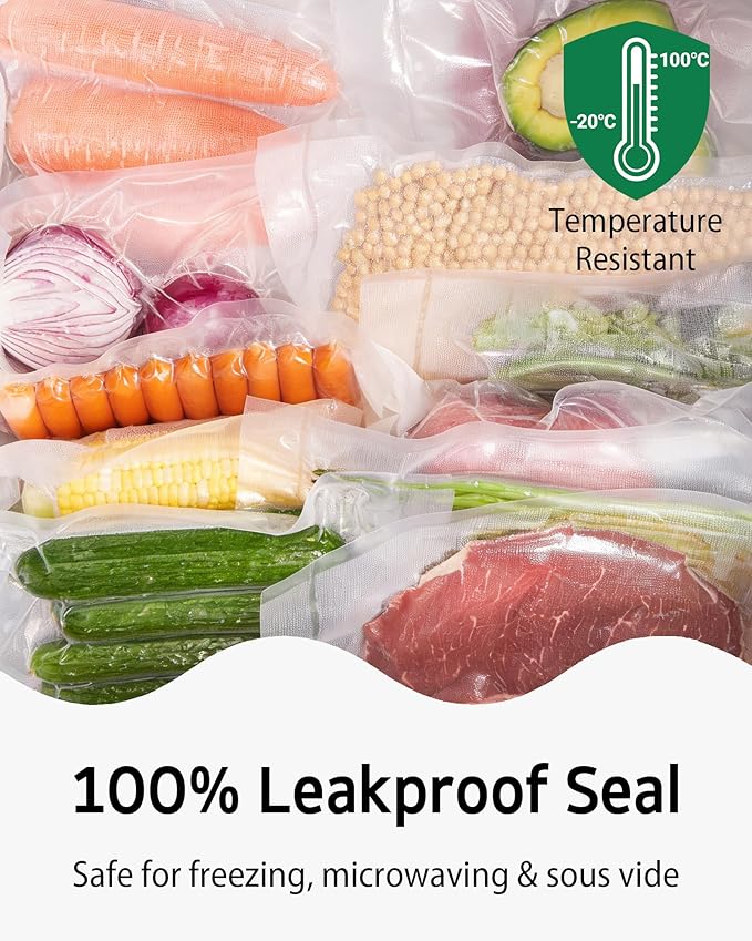 Syntus 100 Count Vacuum Sealer Bags Quart 8 x 12 inch for Seal a Meal, Commercial Grade BPA Free Heavy Duty Precut Seal Bags, Food Vac Bags for Storage, Meal Prep or Sous Vide