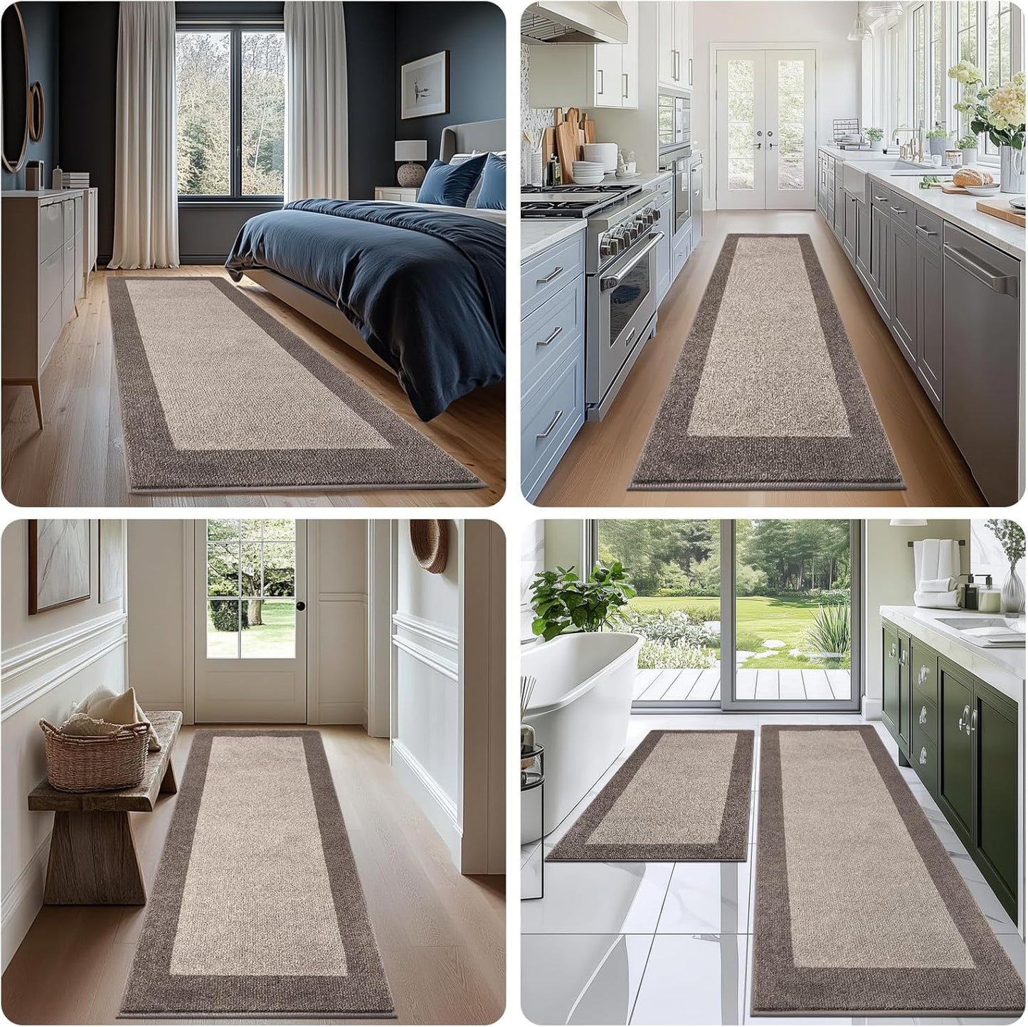Machine Washable Runner Rug 32" x 96", Non Slip Kitchen Mat for Floor, Absorbent Entryway Rug for Kitchen, Bedroom, Living Room, Hallway, Door (Roll Packing)