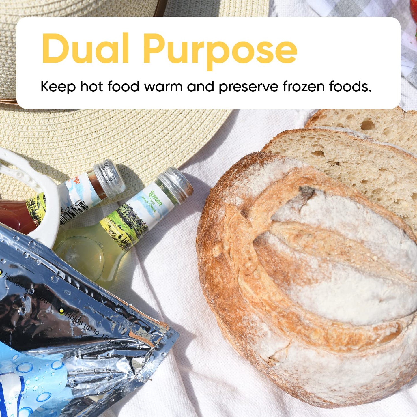 Superio Hot and Cold Insulated Bags for Food Delivery, Grocery Shopping Bags, Food Storage for Hot and Frozen Food for Travel, Disposable Cooler Bag, Reinforced Thermal Lunch Bag (6, 12"x13.5")